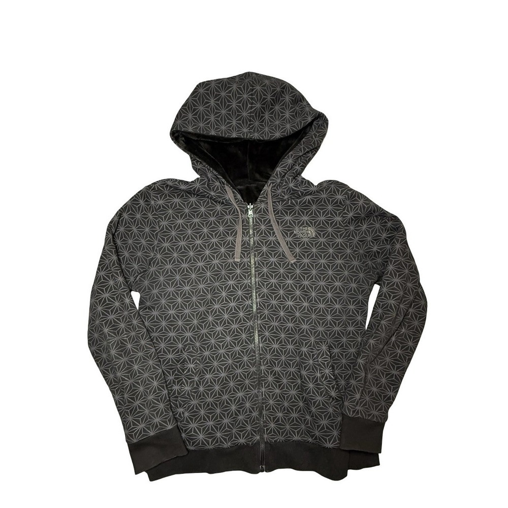 The North‎ Face Reversible Hoodie Jacket Women's XL TG Gray Geometric Plush Zip